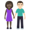 Woman and Man Holding Hands- Dark Skin Tone- Light Skin Tone emoji on Emojione